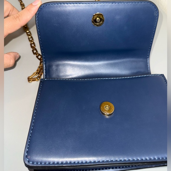 Zara Navy and Gold Crossbody Bag - Picture 4 of 12
